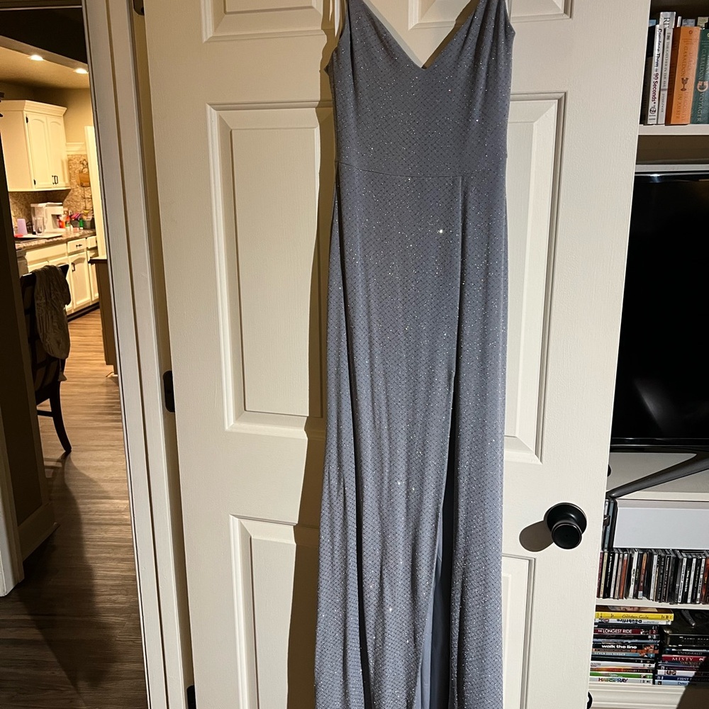 B Darlin Gray/Blue Shimmer Dress